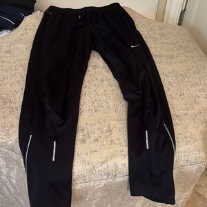 Nike Men's Black Joggers with White Accents